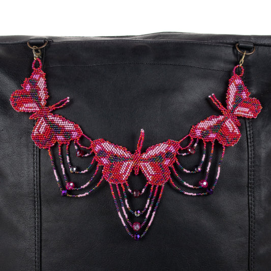 **SHIP WINDOW** BEADED BUTTERFLY BAG NECKLACE - NO. 201763