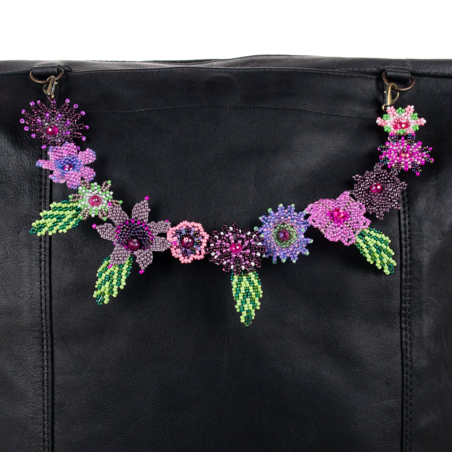 **SHIP WINDOW** BEADED FLORAL BAG NECKLACE - NO. 201781