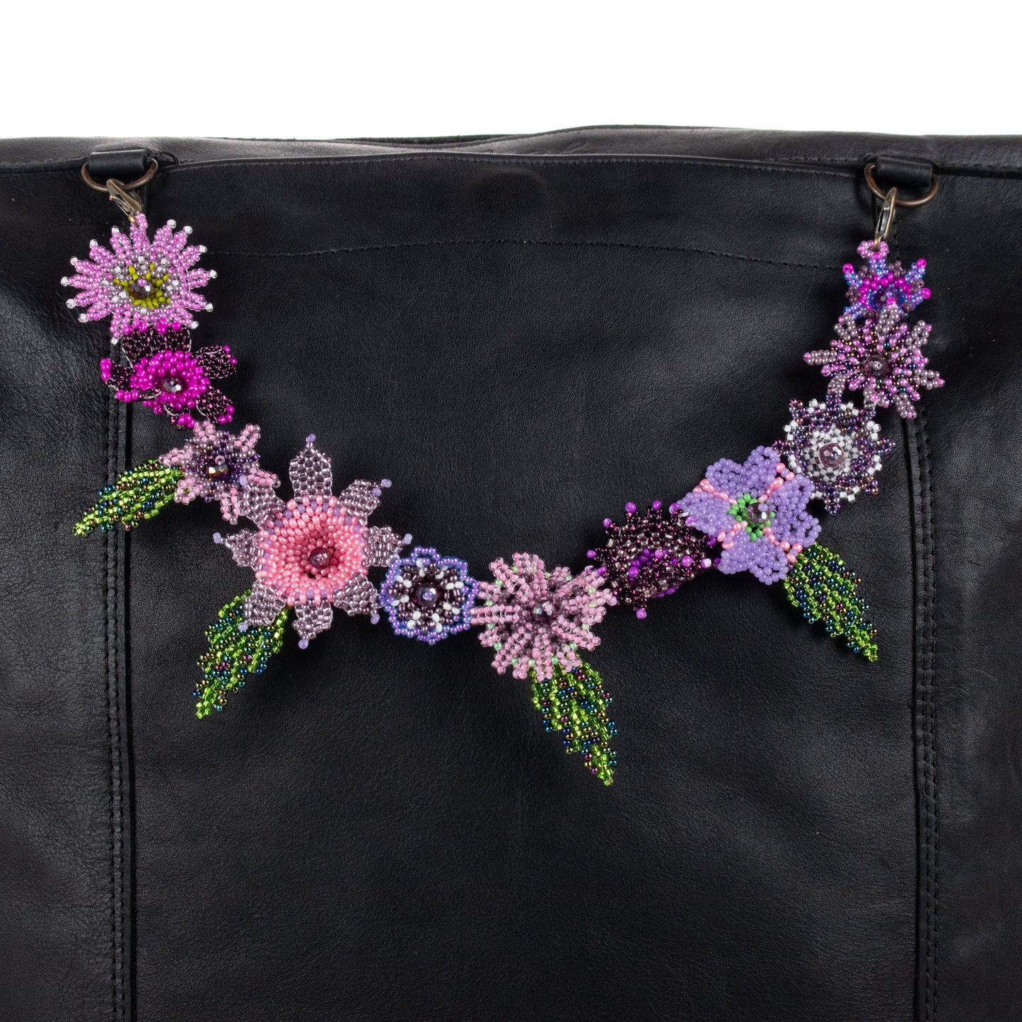 **SHIP WINDOW** BEADED FLORAL BAG NECKLACE - NO. 201782
