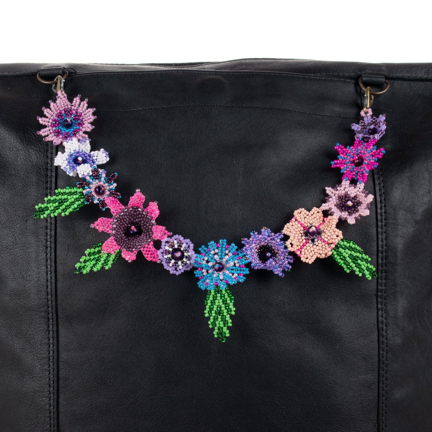 **SHIP WINDOW** BEADED FLORAL BAG NECKLACE - NO. 201784
