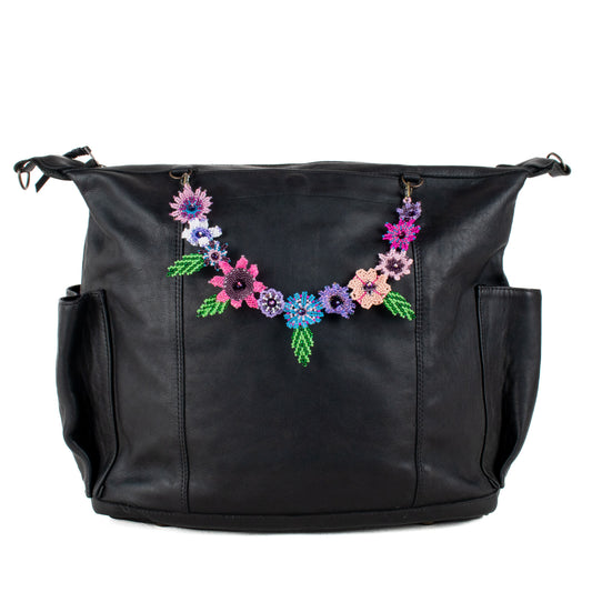 **SHIP WINDOW** BEADED FLORAL BAG NECKLACE - NO. 201784