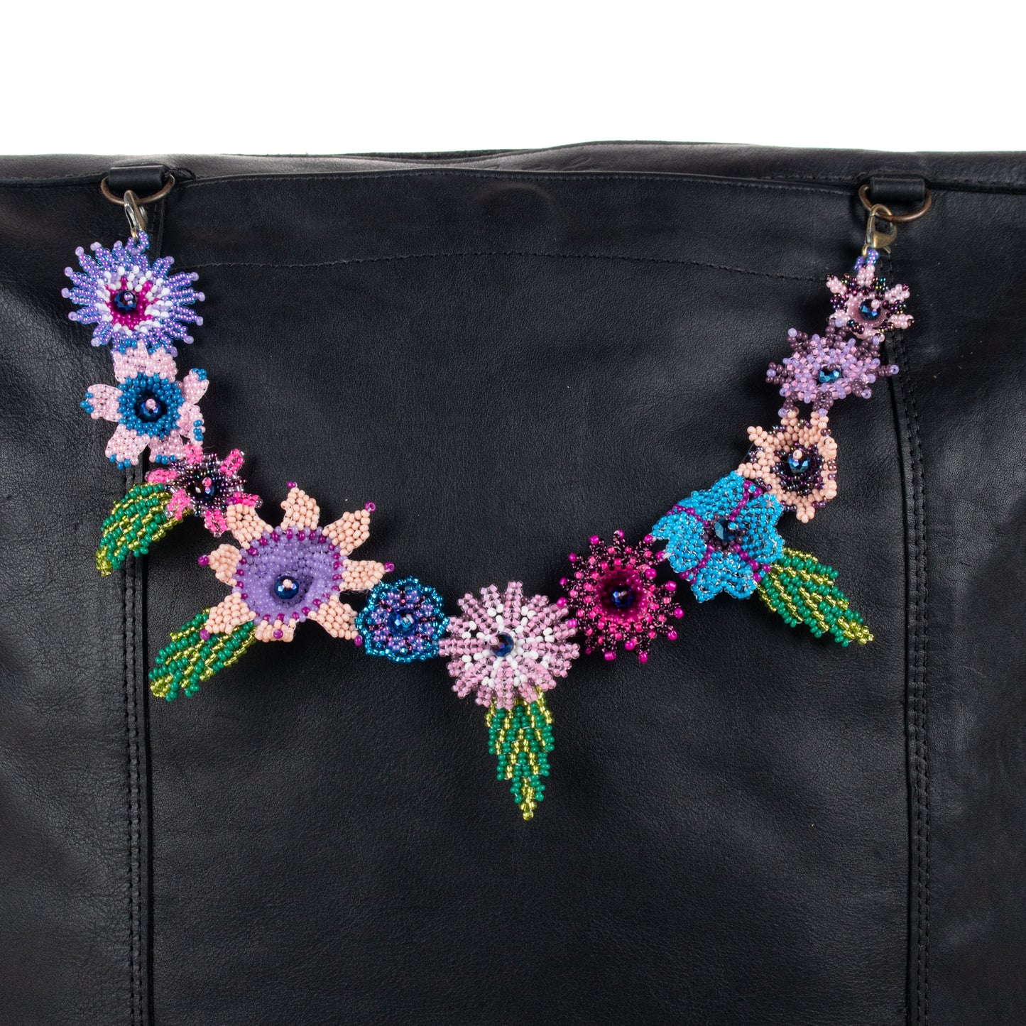 **SHIP WINDOW** BEADED FLORAL BAG NECKLACE - NO. 201785
