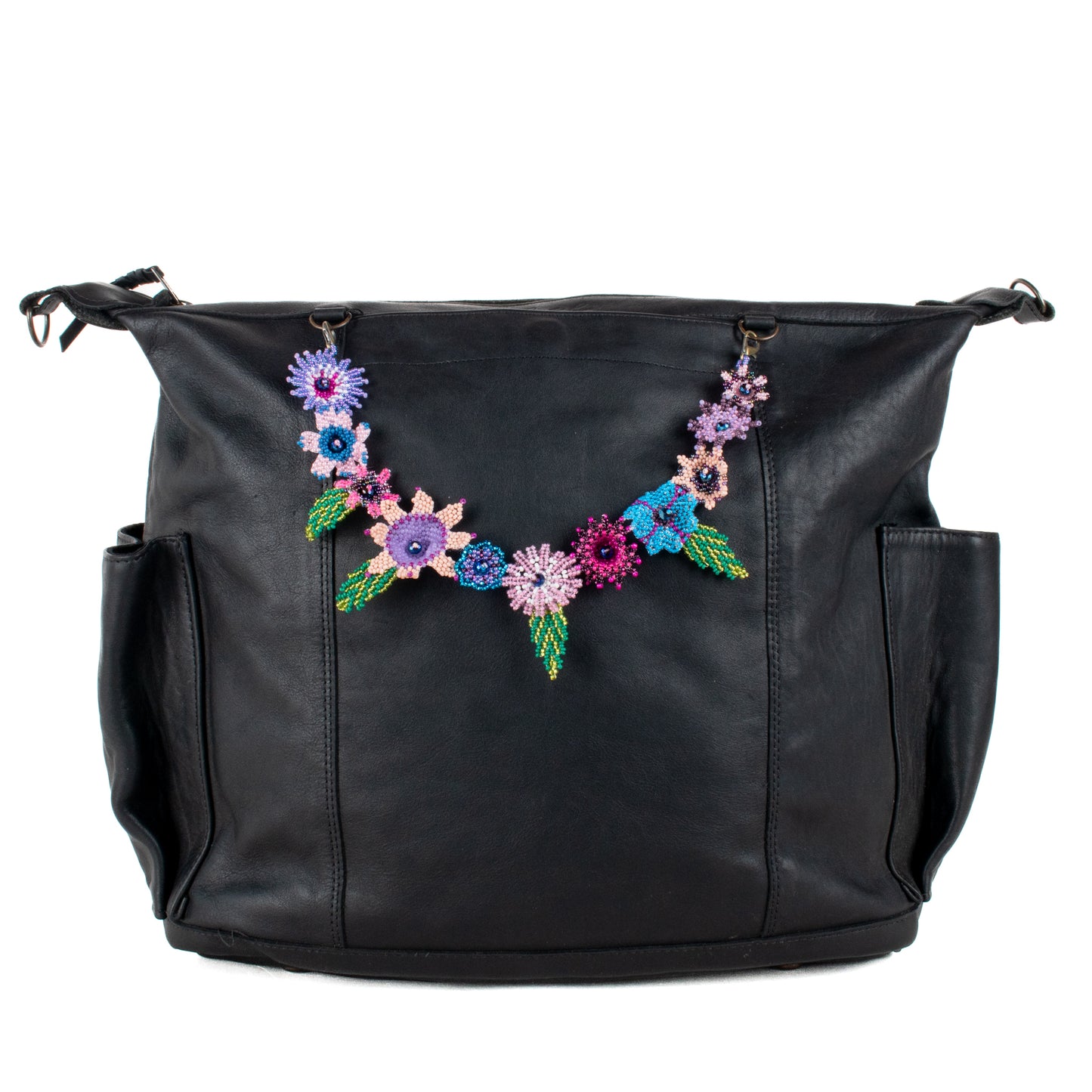 **SHIP WINDOW** BEADED FLORAL BAG NECKLACE - NO. 201785