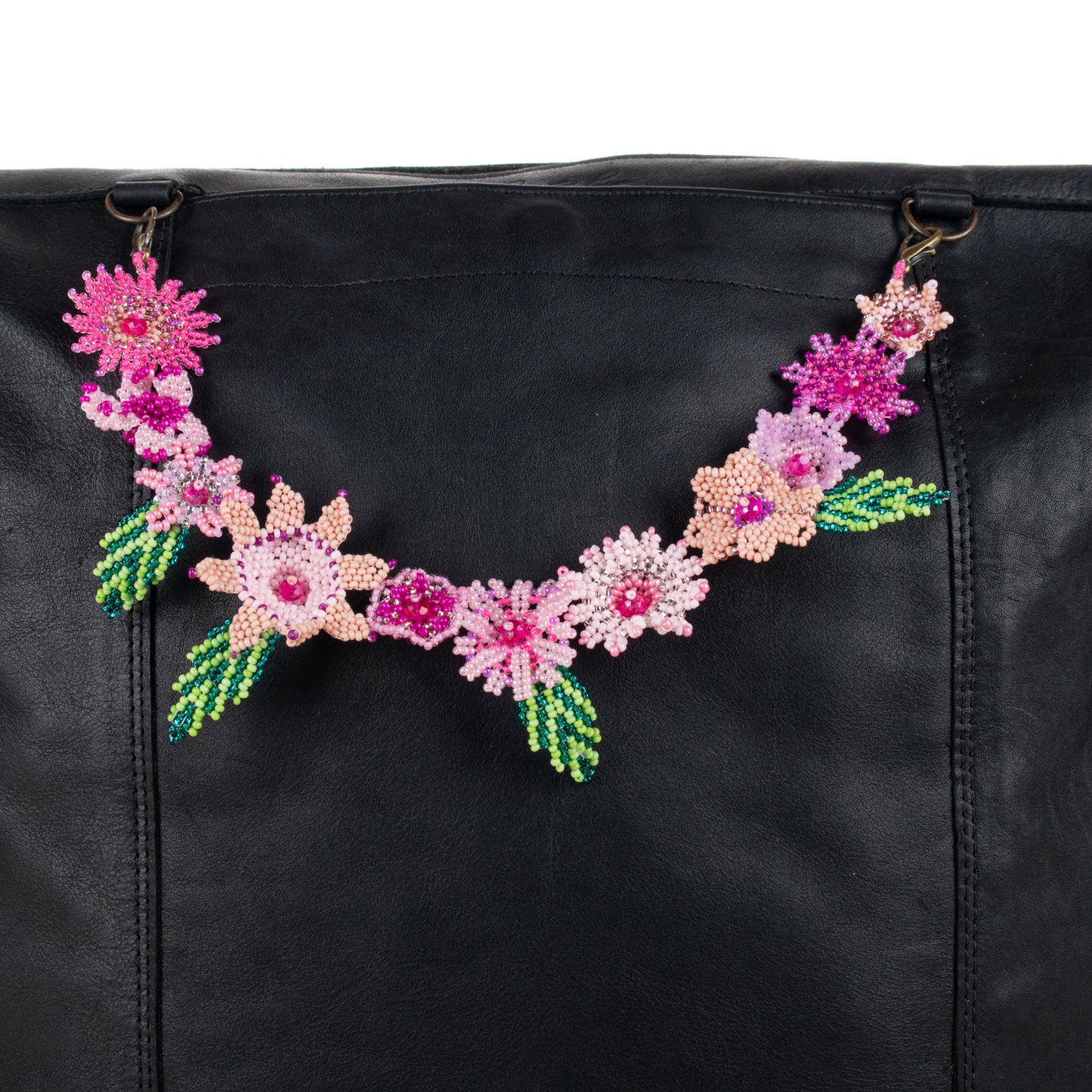 **SHIP WINDOW** BEADED FLORAL BAG NECKLACE - NO. 201786
