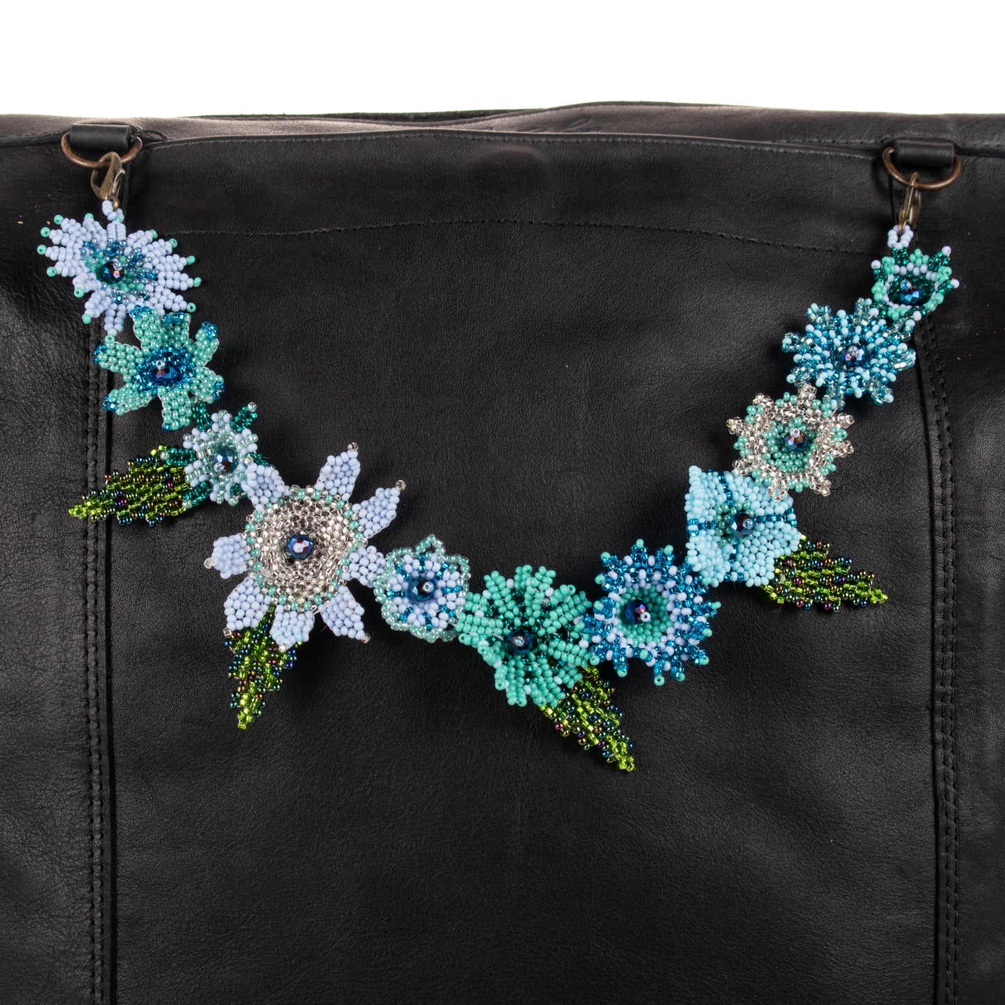 **SHIP WINDOW** BEADED FLORAL BAG NECKLACE - NO. 201789