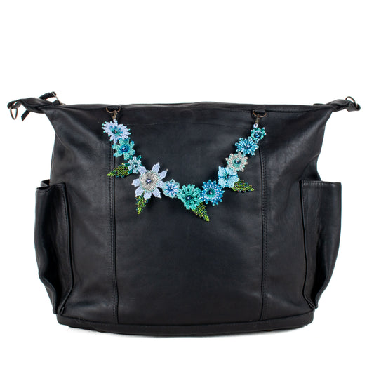 **SHIP WINDOW** BEADED FLORAL BAG NECKLACE - NO. 201789