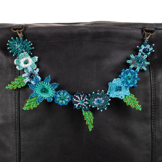 **SHIP WINDOW** BEADED FLORAL BAG NECKLACE - NO. 201790