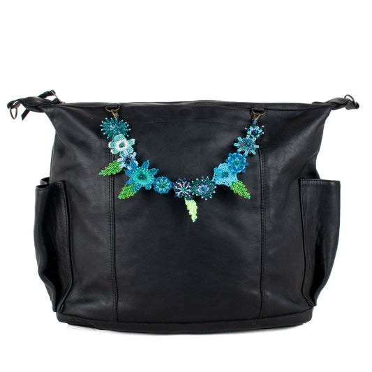 **SHIP WINDOW** BEADED FLORAL BAG NECKLACE - NO. 201790