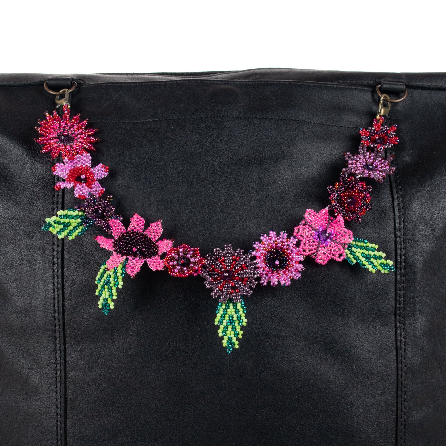 **SHIP WINDOW** BEADED FLORAL BAG NECKLACE - NO. 201792