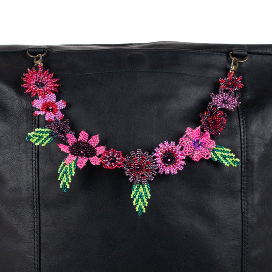 **SHIP WINDOW** BEADED FLORAL BAG NECKLACE - NO. 201792