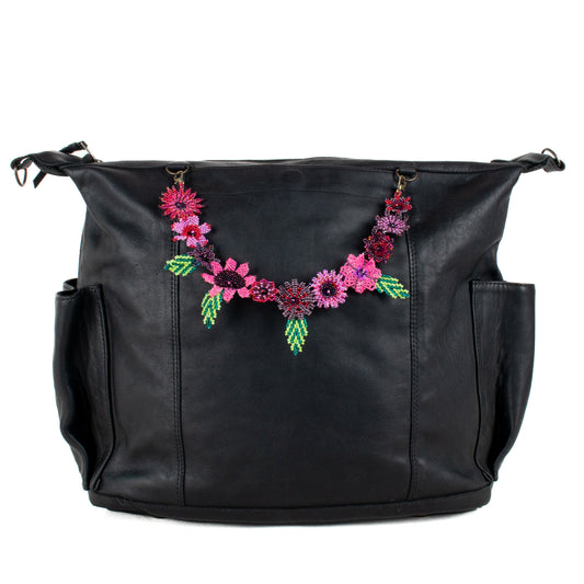 **SHIP WINDOW** BEADED FLORAL BAG NECKLACE - NO. 201792