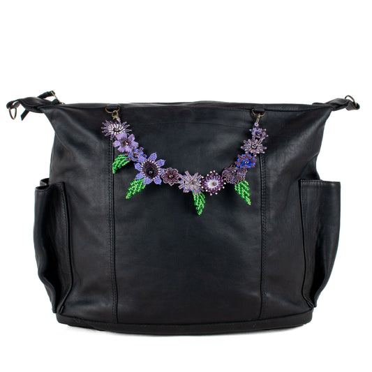 **SHIP WINDOW** BEADED FLORAL BAG NECKLACE - NO. 201793