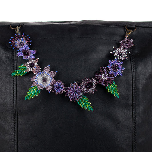**SHIP WINDOW** BEADED FLORAL BAG NECKLACE - NO. 201794
