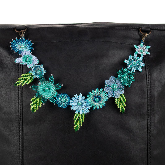**SHIP WINDOW** BEADED FLORAL BAG NECKLACE - NO. 201795