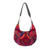 BOHO SADDLE BAG - OOAK HUIPIL - BLACK - NO. 202058