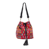 DRAWSTRING BUCKET BAG - OOAK HUIPIL - BLACK - NO. 202472