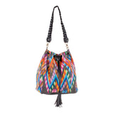 DRAWSTRING BUCKET BAG - OOAK HUIPIL - BLACK - NO. 202473