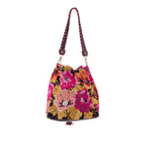 DRAWSTRING BUCKET BAG - OOAK HUIPIL - VINO TINTO - NO. 202474