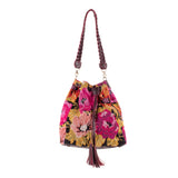 DRAWSTRING BUCKET BAG - OOAK HUIPIL - VINO TINTO - NO. 202474