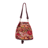 DRAWSTRING BUCKET BAG - OOAK HUIPIL - VINO TINTO - NO. 202475