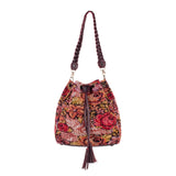 DRAWSTRING BUCKET BAG - OOAK HUIPIL - VINO TINTO - NO. 202475