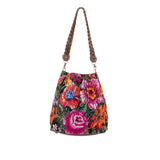 DRAWSTRING BUCKET BAG - OOAK HUIPIL - FOSSIL - NO. 202477
