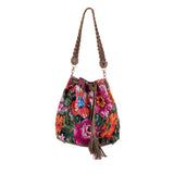 DRAWSTRING BUCKET BAG - OOAK HUIPIL - FOSSIL - NO. 202477