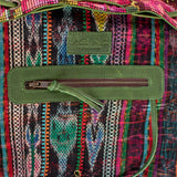 DRAWSTRING BUCKET BAG - OOAK HUIPIL - EMERALD - NO. 202478