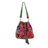 DRAWSTRING BUCKET BAG - OOAK HUIPIL - EMERALD - NO. 202478