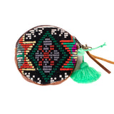 CIRCLE COIN PURSE - OOAK HUIPIL - CAFE - NO. 243301
