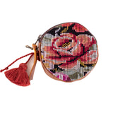 CIRCLE COIN PURSE - OOAK HUIPIL - CAFE - NO. 243310