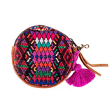 CIRCLE COIN PURSE - OOAK HUIPIL - HONEY - NO. 243323