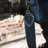 ADJUSTABLE WIDE STRAP - FULL LEATHER - NAVY
