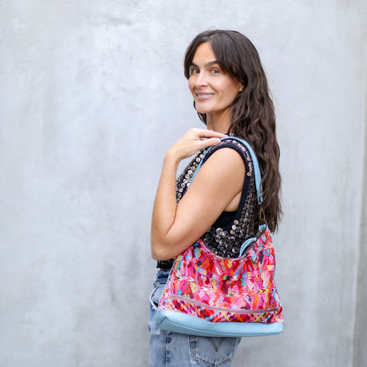 SMALL PENELOPE BAG - OOAK HUIPIL - SKY BLUE - NO. 18785