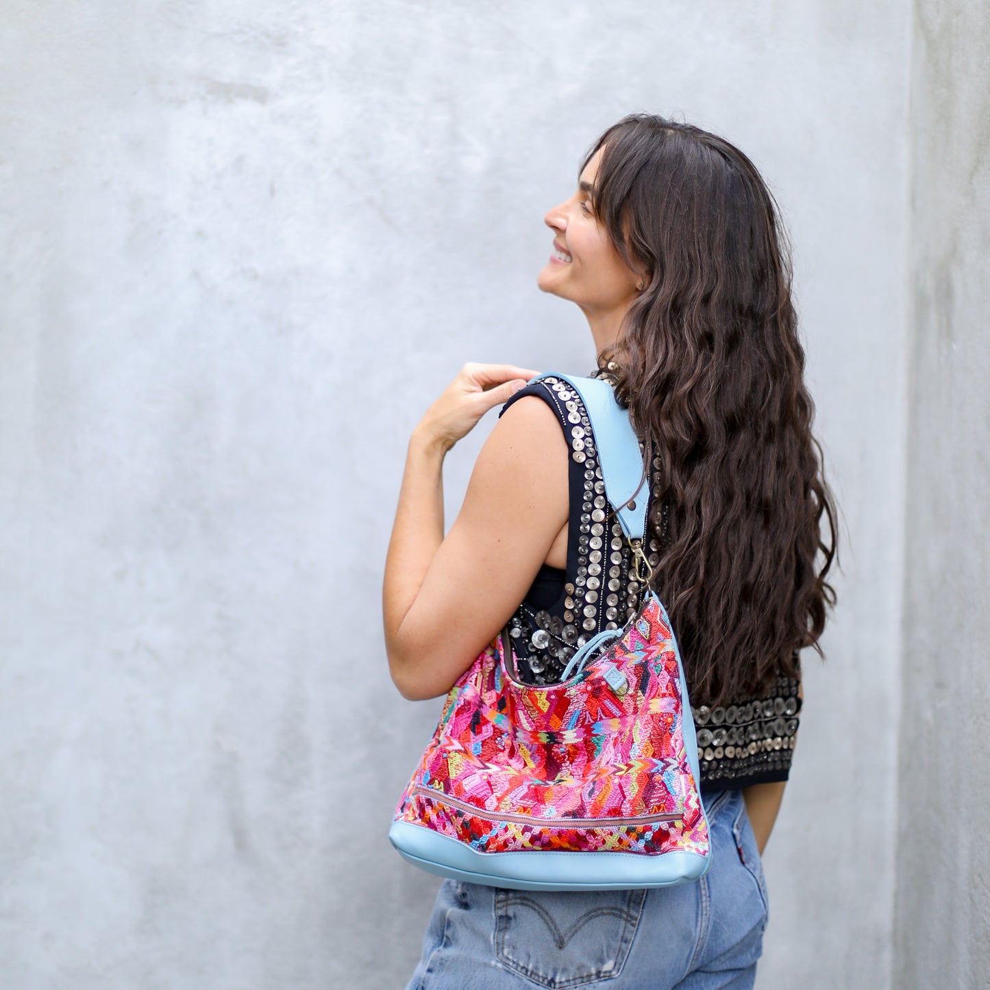 SMALL PENELOPE BAG - OOAK HUIPIL - SKY BLUE - NO. 18785