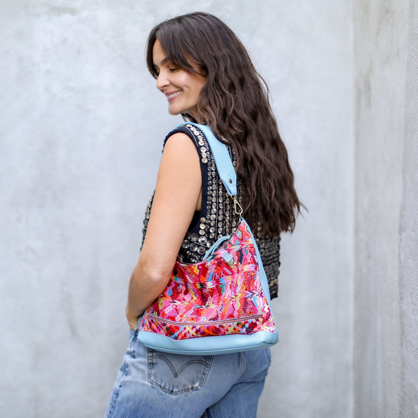 SMALL PENELOPE BAG - OOAK HUIPIL - SKY BLUE - NO. 18785