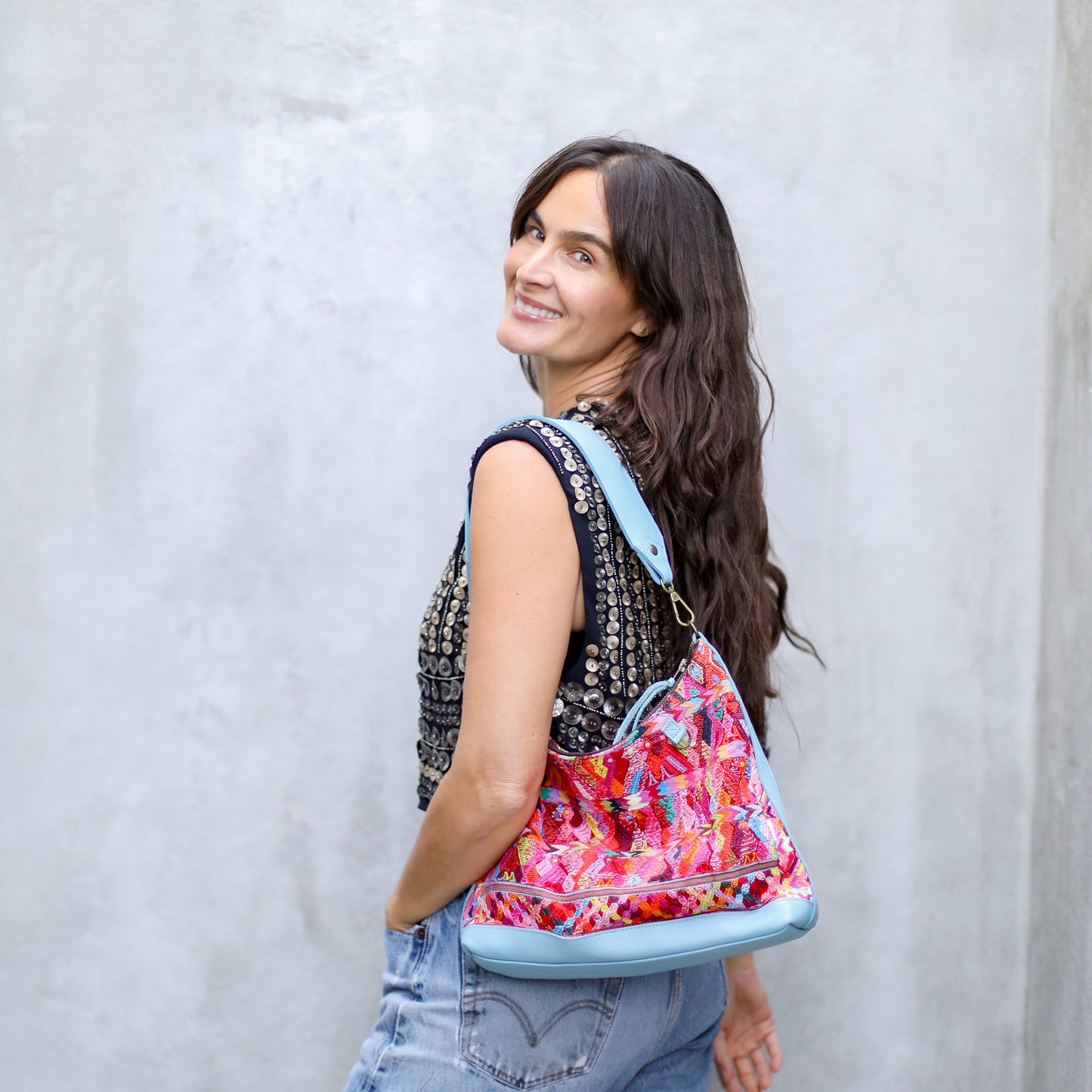 SMALL PENELOPE BAG - OOAK HUIPIL - SKY BLUE - NO. 18785