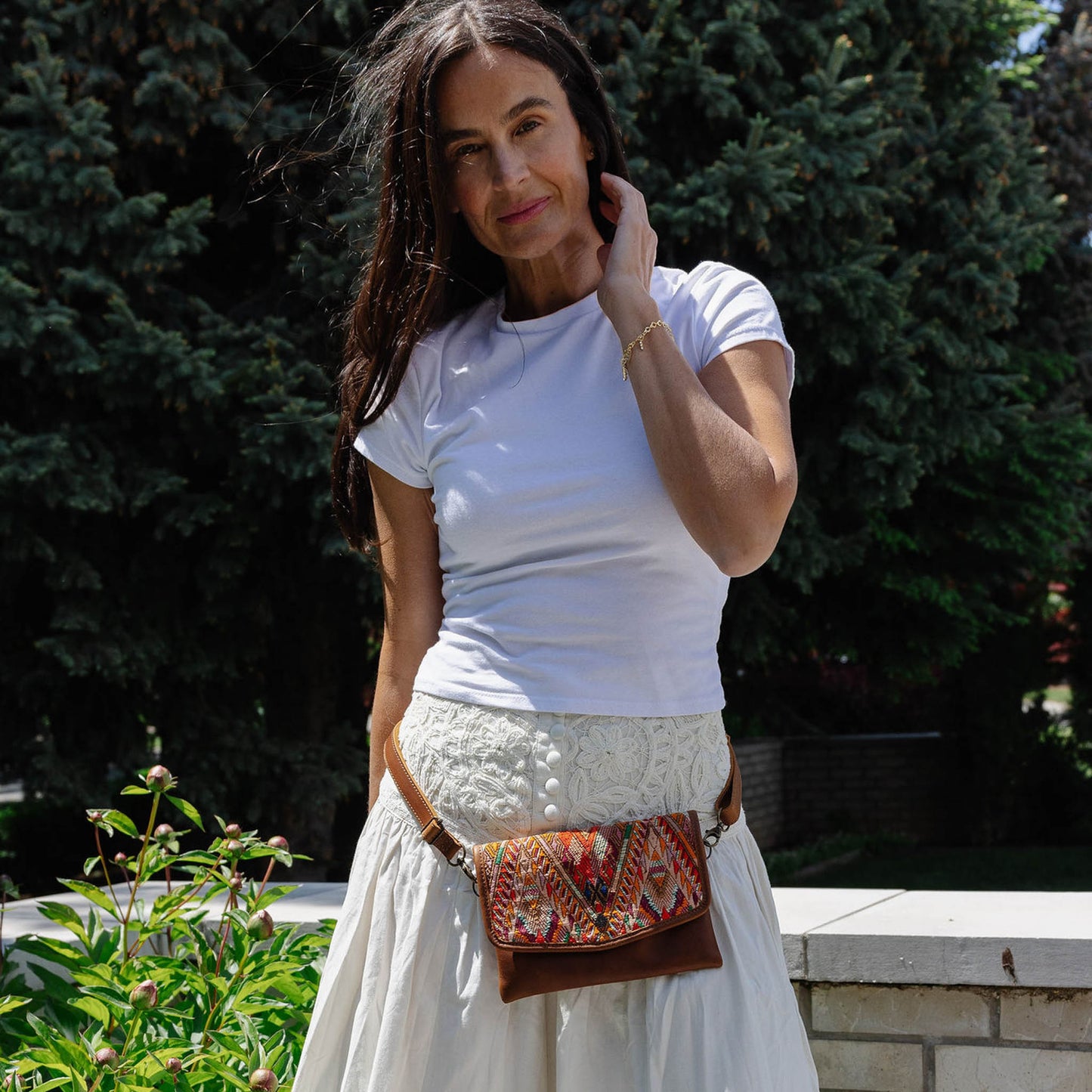 CONVERTIBLE BELT BAG - OOAK HUIPIL - CAFE - NO. 48736