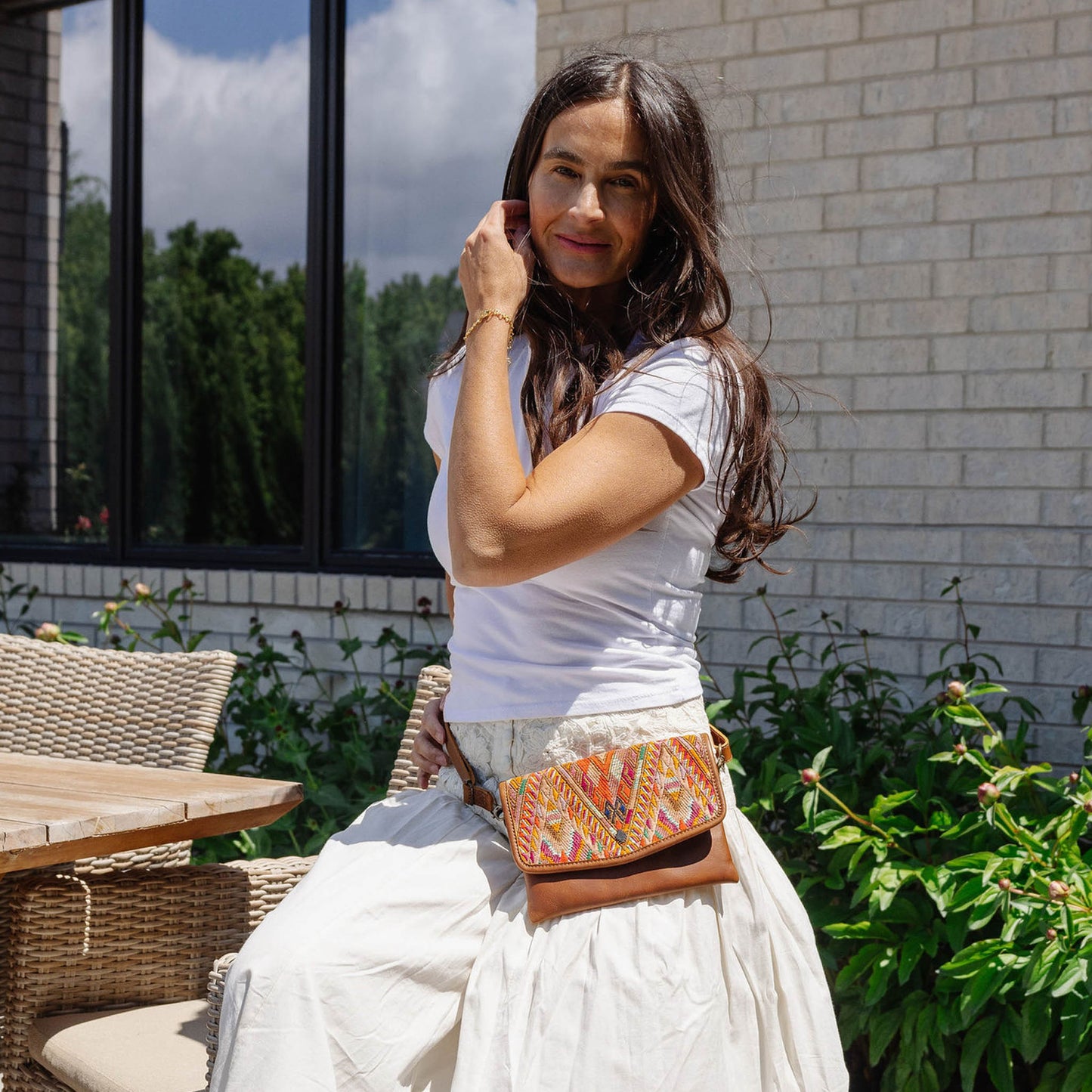 CONVERTIBLE BELT BAG - OOAK HUIPIL - CAFE - NO. 48736