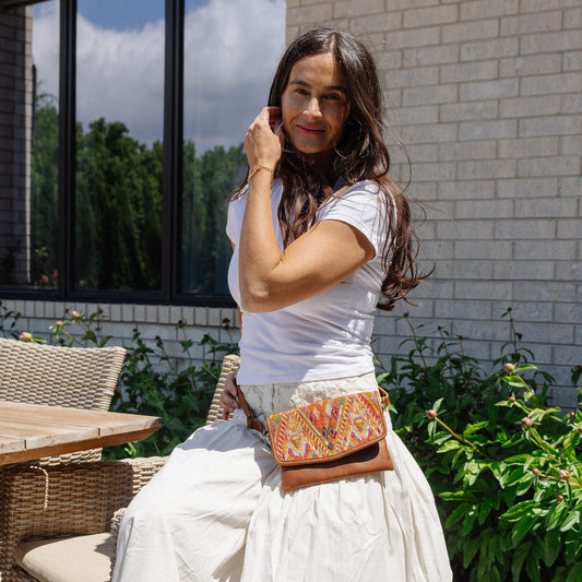 CONVERTIBLE BELT BAG - OOAK HUIPIL - CAFE - NO. 48736