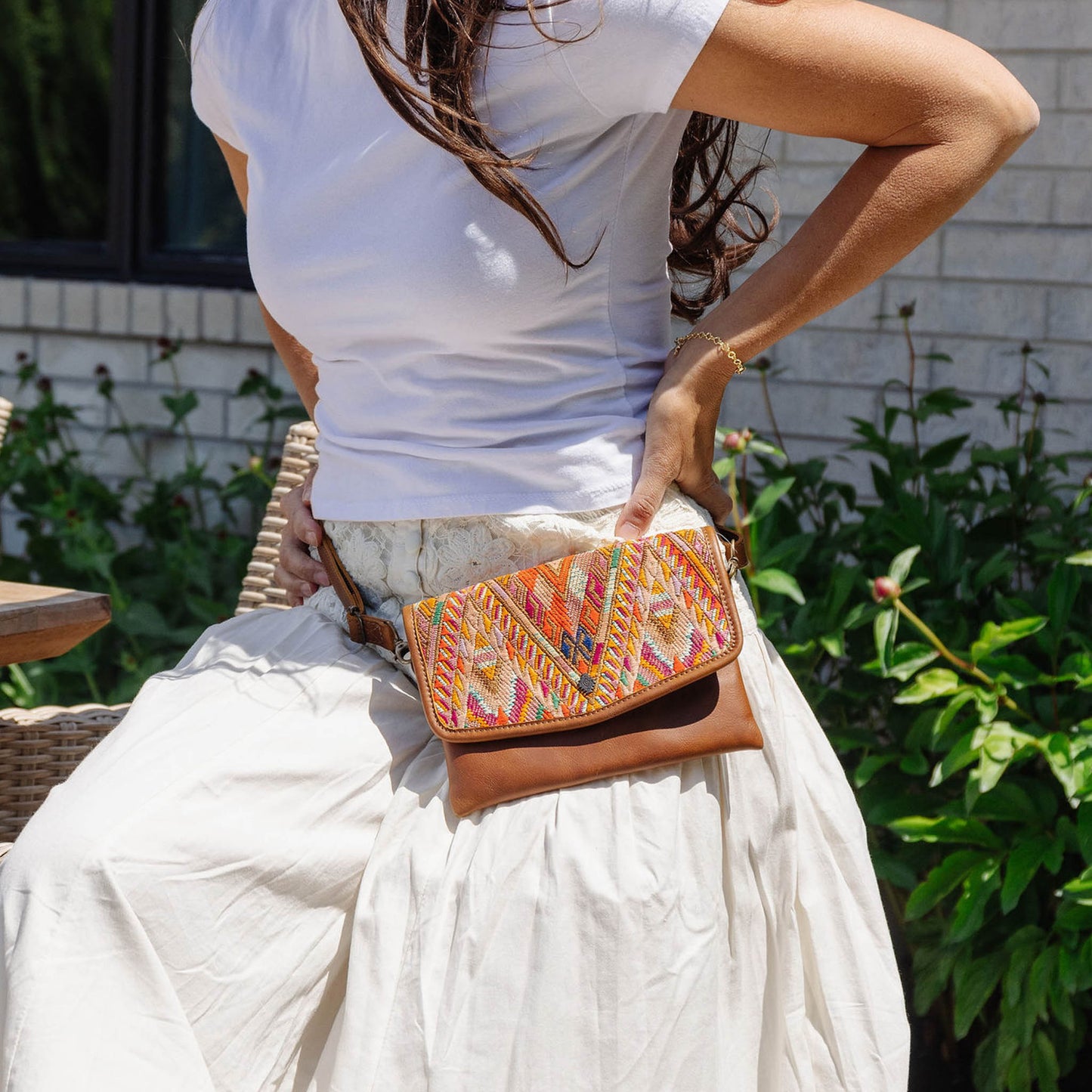 CONVERTIBLE BELT BAG - OOAK HUIPIL - CAFE - NO. 48736