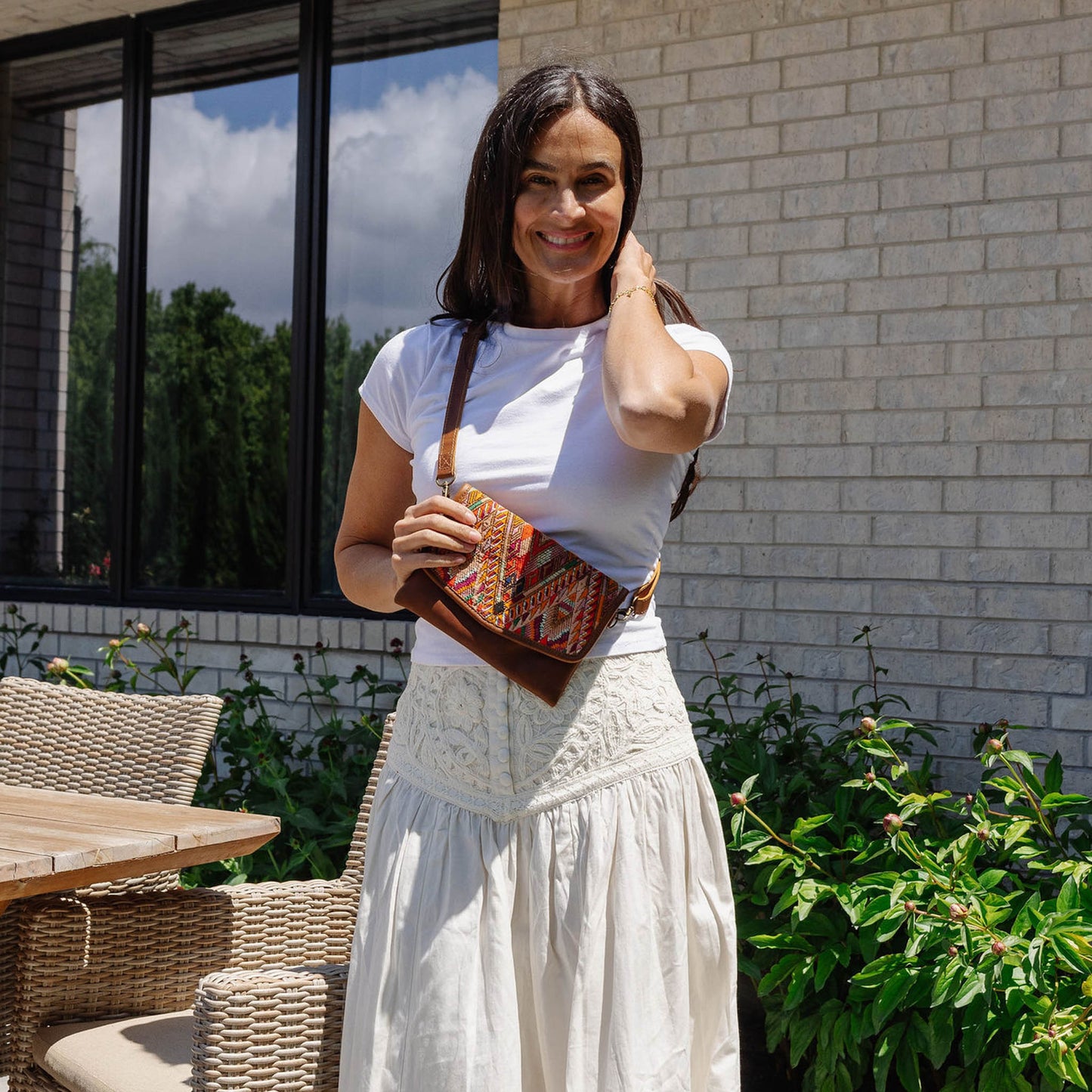 CONVERTIBLE BELT BAG - OOAK HUIPIL - CAFE - NO. 48736