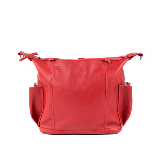 BEATRIZ CONVERTIBLE DAY BAG - MEDIUM - FULL LEATHER - ROUGE