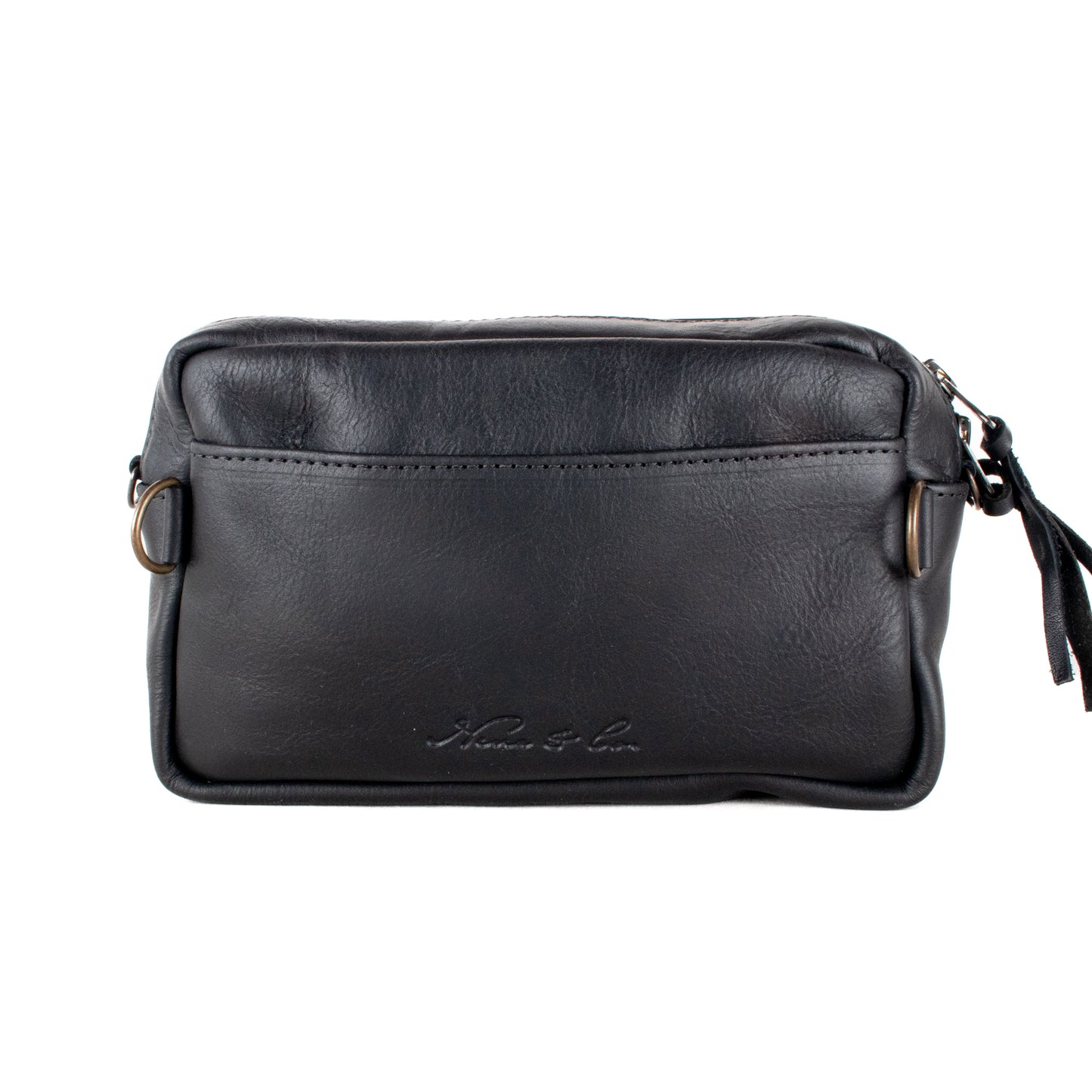 **SHIP WINDOW** WANDER CROSSBODY BAG + STRAP SET - FULL LEATHER - BLACK