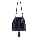 SIGNATURE EDITION DRAWSTRING BUCKET BAG  - FULL LEATHER - BLACK
