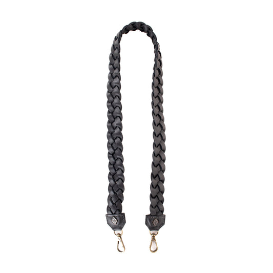 BRAIDED CROSSBODY STRAP - BLACK