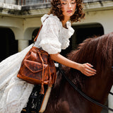 SIGNATURE EDITION DRAWSTRING BUCKET BAG - FULL LEATHER - HONEY