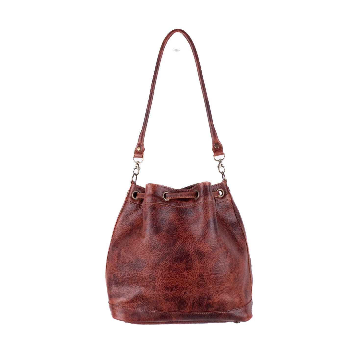DRAWSTRING BUCKET BAG - FULL LEATHER - COPPER