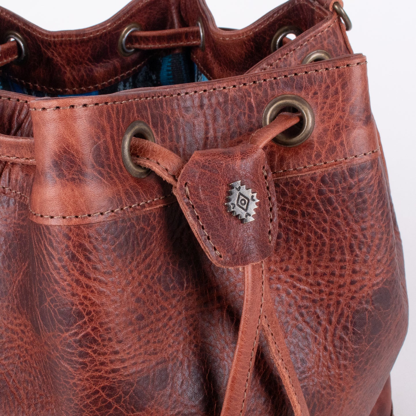 DRAWSTRING BUCKET BAG - FULL LEATHER - COPPER
