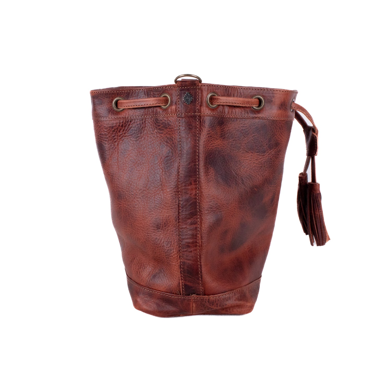 DRAWSTRING BUCKET BAG - FULL LEATHER - COPPER